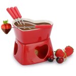 Ensemble de fondoirs en forme de c?ur avec 4 fourchettes, chauffe - fromage polyvalent pour chocolat ...