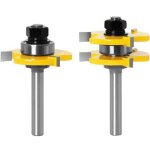 Ensemble de fraises � langue et rainure, 3 cannelures, tige de 8mm, en forme de t, pour le travail du ...