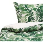 Ensemble housse de couette et 2 taies d oreiller motif feuillage en coton blanc et vert 155 x 220 cm ...