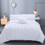 Housse de couette 200x200 cm en microfibre blanche ? lot de 3 pi�ces avec 2 taies d'oreiller ? hypoallerg�niqu ...