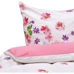 Ensemble housse de couette et taie d oreiller fille motif floral en coton rose 135 x 200 cm pour chambre ...