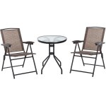 Outsunny - ensemble de jardin 3 pices 2 chaises inclinables multi - positions pliables + table ronde ...