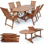 Casaria� ensemble de salon de jardin vanamo 1 table extensible type papillon 6 chaises bois d'eucalyptus ...