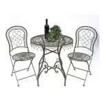 Ensemble de jardin en fer antique bistroset malega table de bistrot avec 2 chaises pliantes en mtal ...
