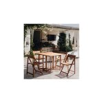 Hellin - ensemble de jardin table extensible et 4 chaise en acacia huilé - ines Hellin - ensemble de jardin table extensible et 4 chaise en acacia huilé - ines