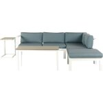 Ensemble de jardin ou terrasse 2 tables basses canap d'angle et ottoman en aluminium robuste coussins ...