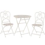Beliani - ensemble de jardin ou terrasse set 2 chaises pliantes et petite table assortie en m�tal beige ...