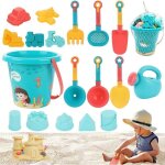 Ensemble de jouets de plage pour enfants, 18 pi�ces, avec sac en filet, seau, pelle, r�teau et ch�teau ...