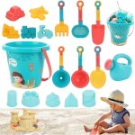 Ensemble de jouets de plage pour enfants, 18 pi�ces, avec sac en filet, seau, pelle, r�teau et ch�teau ...