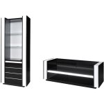 Meublorama - ensemble lina noir et blanc : vitrine et meuble tv avec led Meublorama - ensemble lina noir et blanc : vitrine et meuble tv avec led
