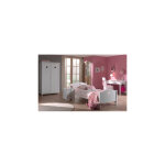Ensemble lit 90x200 cm, chevet, armoire 2 portes et bureau blanc - amorena