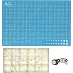 Ensemble de machine de d�coupe de tissu rotative de 45 mm avec tapis de d�coupe a3, rouleaux rotatifs ...