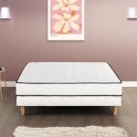 Ensemble matelas sommier 160 x 200 cm hauteur 24 cm - ressorts ensachs - 7 zones - rversible - fabriqu ...