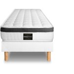 Prestige literie - ensemble matelas sommier suprieur 90 x 190 cm - couleur : blanc