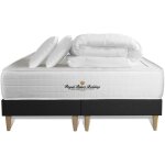 Royal palace bedding - ensemble matelas sommier windsor 180 x 200 cm - couleur : noir avec 2 oreillers ...