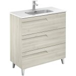 Ensemble de meubles de salle de bain avec 3 tiroirs compacts vitale - royo couleur : blanc nature - options ...