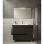 Ensemble meuble de salle de bain fenrir livr� mont� 2 tiroirs et porte avec pieds, lavabo et miroir fr�ne ...