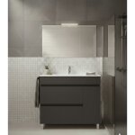 Ensemble meuble de salle de bain fenrir livr� mont� 2 tiroirs et porte avec pieds, lavabo et miroir graphite ...