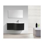Ensemble de meubles de salle de bain laurance 1200, noir mat - forme lgrement arrondie sans miroir, ...