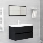 Vidaxl ? ensemble de meubles de salle de bain noir agglom�r� ? meuble lavabo 80x38, 5x45 cm ? lavabo ...