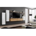 Meublorama - ensemble de meubles de salon collection switch i design, coloris blanc brillant et chêne ... Meublorama - ensemble de meubles de salon collection switch i design, coloris blanc brillant et chêne ...