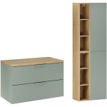 Ensemble meuble sous - vasque 80cm et colonne oria vert mat