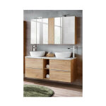 Ensemble meuble vasques � poser + armoire miroir - 140 cm - elise oak - livraison gratuite