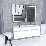 Ensemble de meubles avec vasques et miroirs led intégrée blanc 120 cm Ensemble de meubles avec vasques et miroirs led intégrée blanc 120 cm