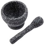 Ensemble mortier et pilon, bol de broyage en plastique r�utilisable avec poign�e, pour sauces, ail, broyeur ...
