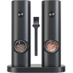 Ensembles de moulin � sel et poivre electrique, moulin a poivre avec base, petite brosse, lumi�re led, ...