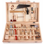 Ensemble d'outils pour enfants 16 pi�ces bo�te � outils en bois massif outils en m�tal pour menuiserie ...