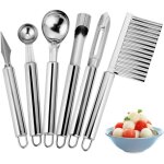 Ensemble d'outils de fruits 6 en1couteau � d�couper de fruits cuill�re � past�que cuill�re � glace dissolvant ...