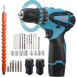 Ensemble de perceuse lectrique sans fil 12 v, moteur  balais, rglage de couple 18 + 1, avec 2 batteries ...