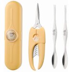 Ensemble pinces  crabes et outils (jaune) pour les ftes, ciseaux  crabes pour dcouper les carapaces, ...