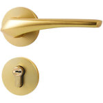 Ensemble de poign�es sur rosaces en laiton - - mod�le salicorne - laiton poli - condamnation