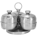 Ensemble de pots � �pices innovant avec couvercle et cuill�re - rangement tournant pour sel, sucre et ...