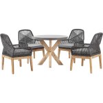 Ensemble de repas de jardin pour 4 personnes table et 4 chaises plateau en b�ton avec pieds en bois pour ...