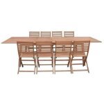 Ensemble repas de jardin 8 a 12 personnes - table extensible 200 / 250 / 300 x 100cm + 6 chaises - bois ...