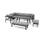 Dcb garden - ensemble repas de jardin - gris anthracite - aluminium - 9 places - antalya