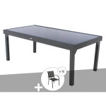 Hesperide ? ensemble repas table extensible rectangulaire en verre tremp� ? 12 places ? aluminium trait� ...