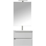 Mennza - ensemble de salle de bain lerma meuble suspendu blanc brillant 60 cm