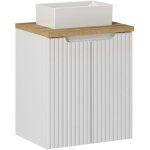 Ensemble de salle de bain vano blanc 50cm : meuble sous vasque � placards + plan pour vasque + vasque ...