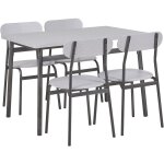 Ensemble salle à manger complet table 4 chaises gris clair et noir au design industriel et rétro pour ... Ensemble salle à manger complet table 4 chaises gris clair et noir au design industriel et rétro pour ...