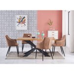 Ensemble de salle  manger duke lux zarah - une table  manger en bois de chne et un ensemble de 4 chaises ...