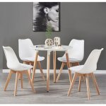 Ensemble de salle à manger rond halo lorenzo - une table à manger en bois blanc et un ensemble de 4 chaises ... Ensemble de salle à manger rond halo lorenzo - une table à manger en bois blanc et un ensemble de 4 chaises ...