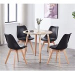 Ensemble de salle  manger rond halo lorenzo - une table  manger en bois de chne et un ensemble de ...