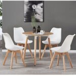 Ensemble de salle  manger rond halo lorenzo - une table  manger en bois de chne et un ensemble de ...