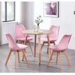 Ensemble de salle  manger rond halo lorenzo - une table  manger en bois de chne et un ensemble de ...