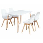 Ensemble de salle à manger scandinave rétro et moderne de 5 pièces - une table de salle à manger blanche ... Ensemble de salle à manger scandinave rétro et moderne de 5 pièces - une table de salle à manger blanche ...