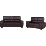 Beliani - ensemble de salon avec 2 canaps en cuir pu brun et confortable elegant et design